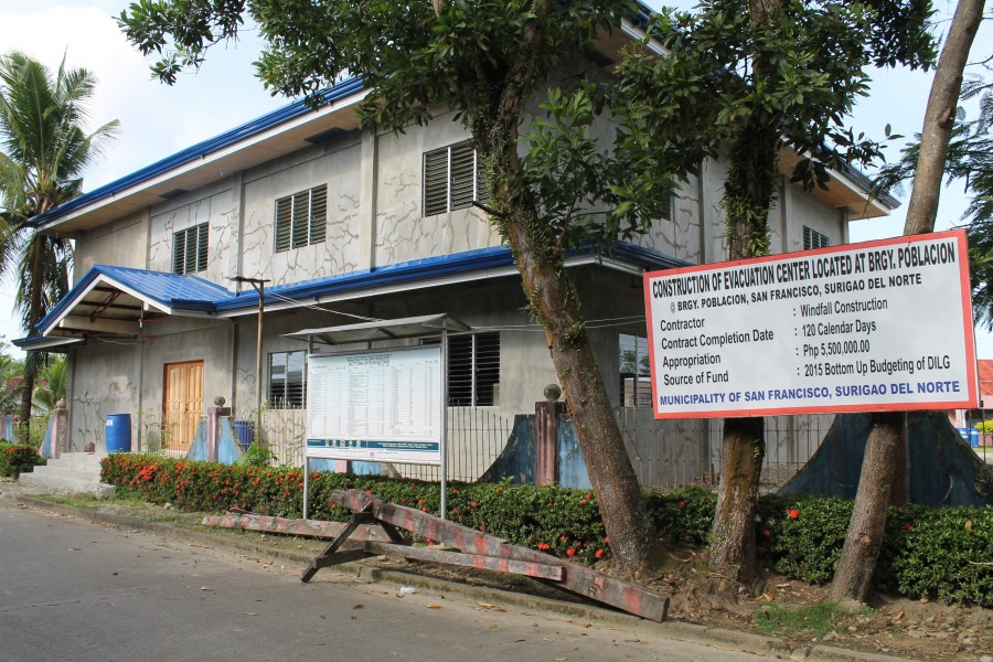 Monitoring the construction of a BuB funded evacuation centre in Surigao del Norte. Photo: Anastasia-Areti Gavrili/MAVC